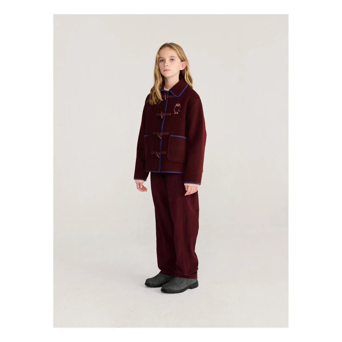 Bobo Choses - Wool Owl Coat | Burgundy