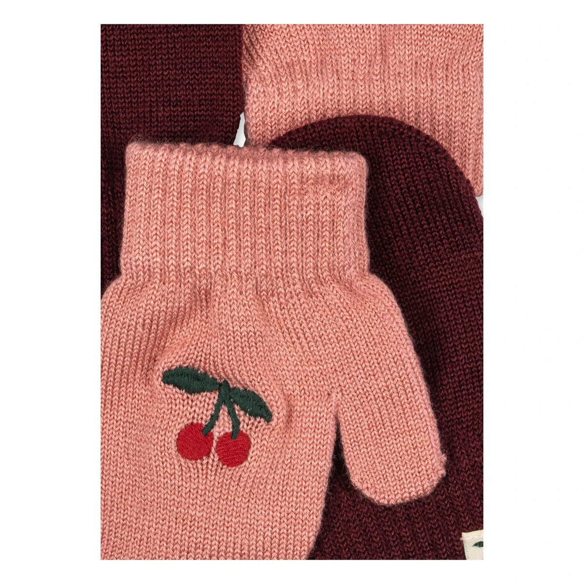 Konges Sløjd - 2 Pairs Filla Cerises Wool Gloves | Pink