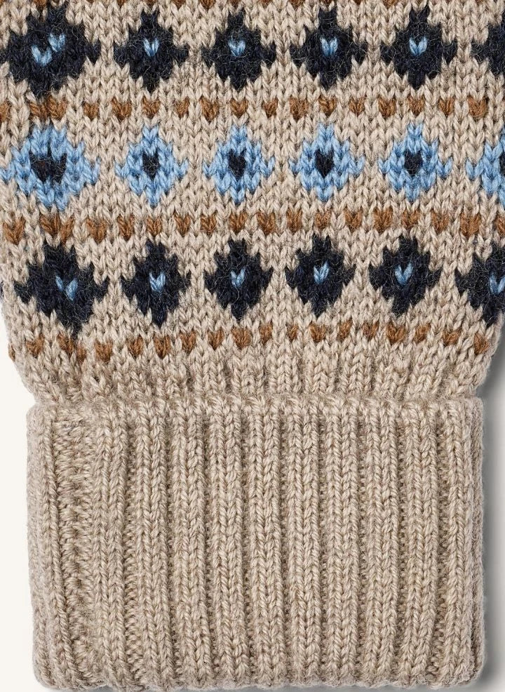 Wheat - Haansi Jacquard Merino Wool Gloves | Blue