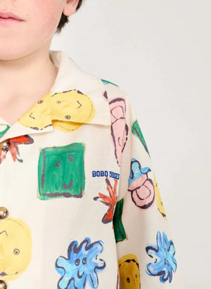 Bobo Choses - Organic Cotton Embroidered Shirt and Pants Set | Ecru