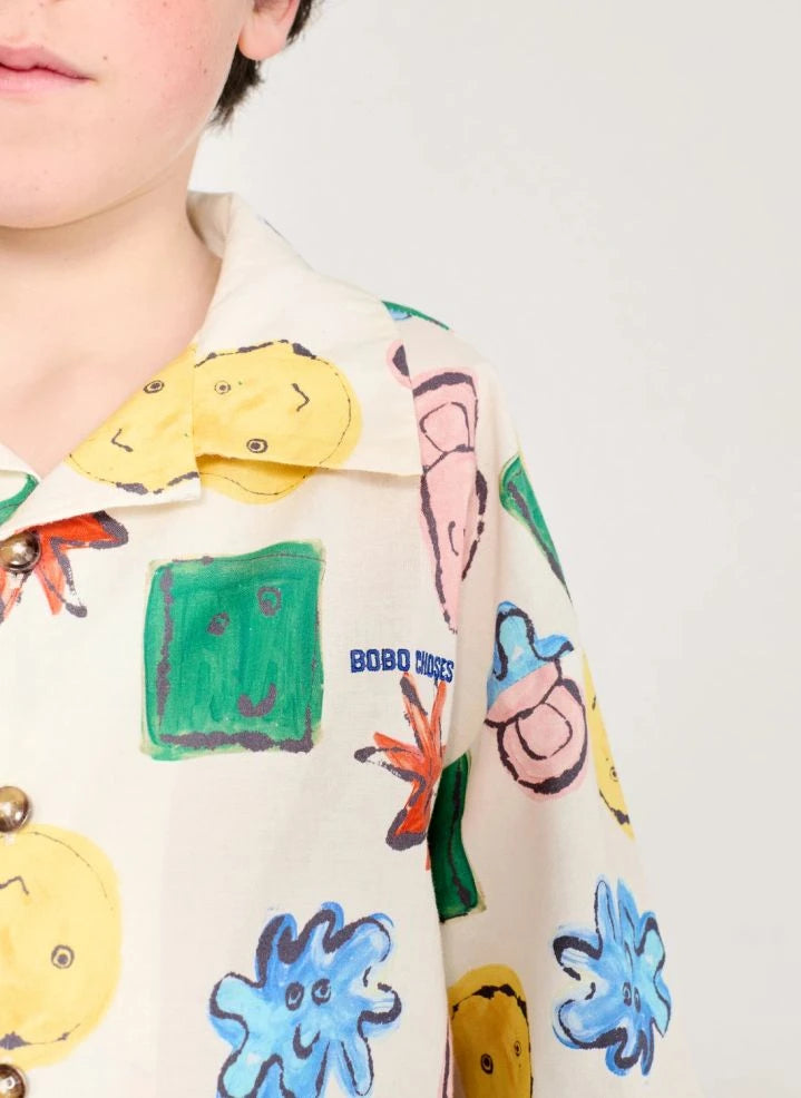 Bobo Choses - Organic Cotton Embroidered Shirt and Pants Set | Ecru