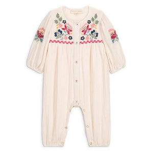 Louise Misha - Idria organic cotton gauze romper | Cream
