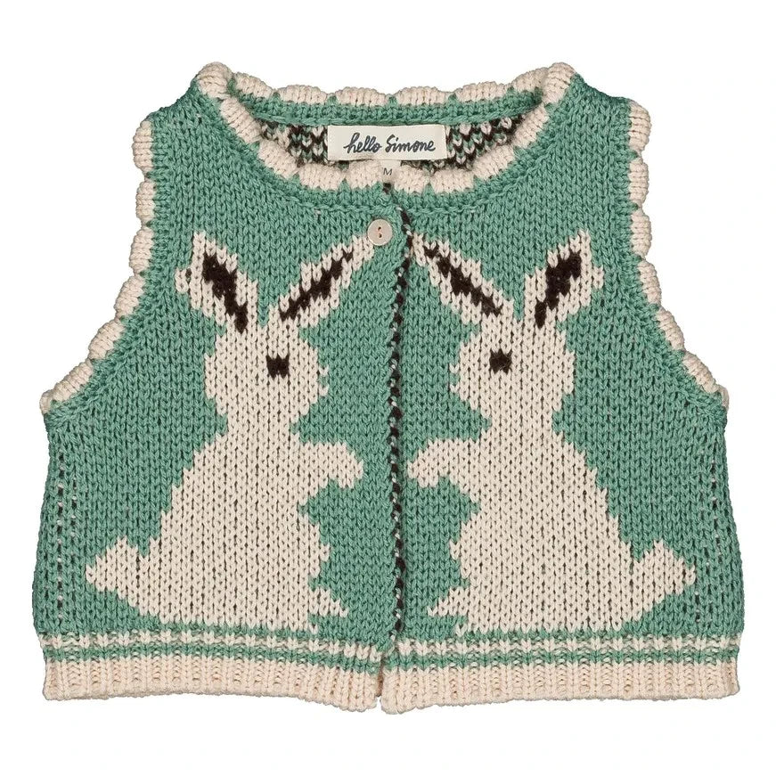 Hello Simone - Penny Rabbits Sleeveless Vest | Turquoise