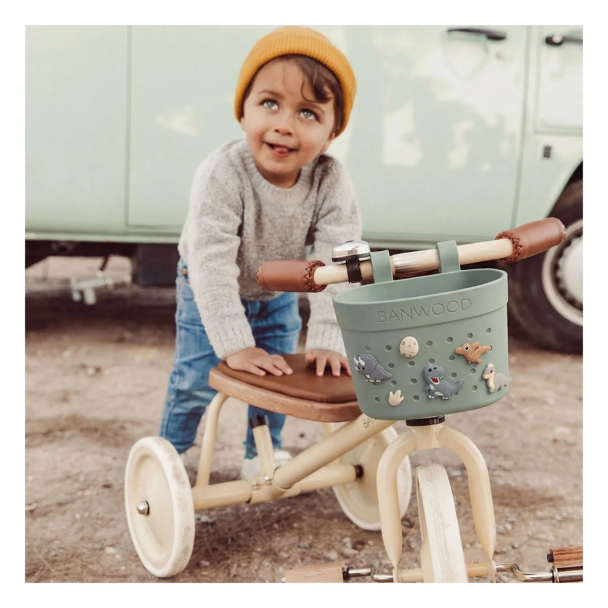 Banwood - Pin & Ride customizable bike basket/trolley | Green