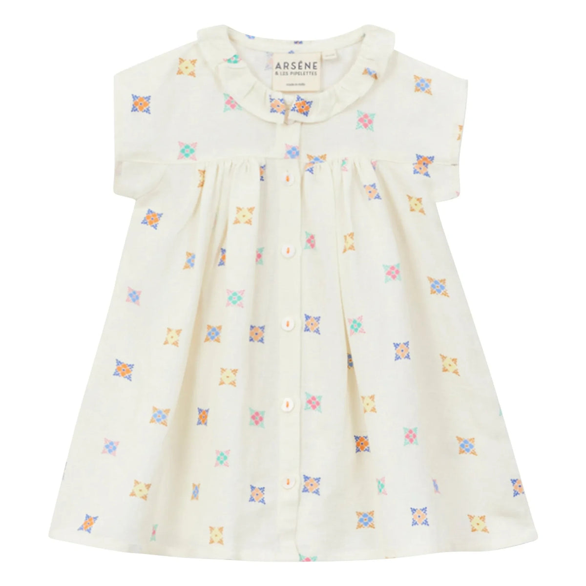 Arsène et Les Pipelettes - Floral Pattern Linen Voile Dress | Off-White
