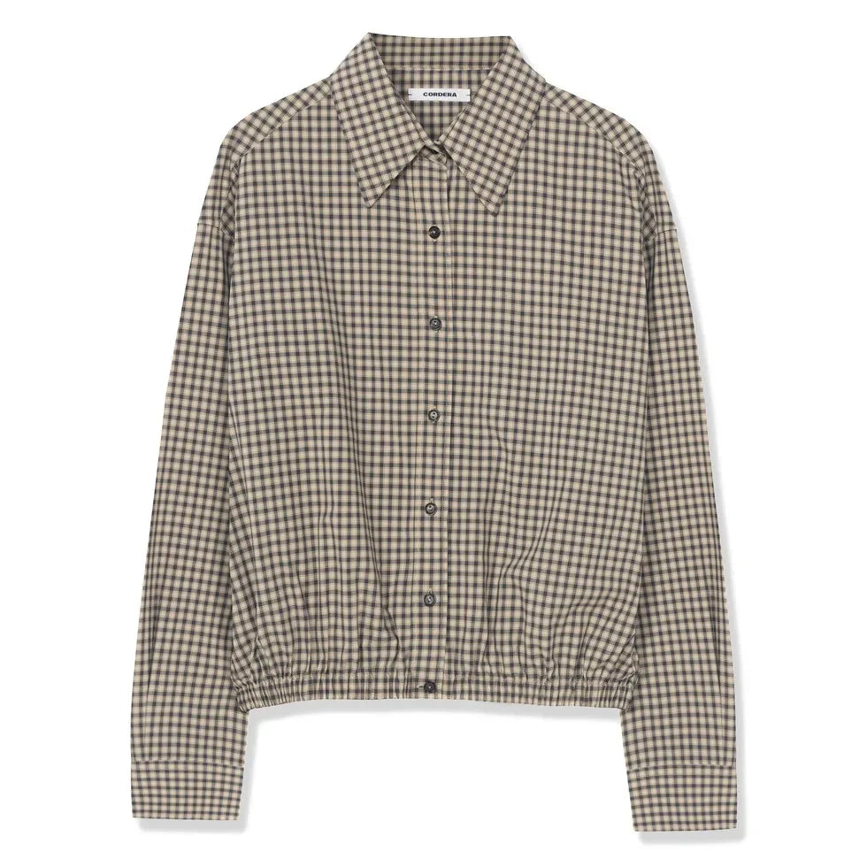 Cordera - Check Cotton Bomber Shirt | Mustard