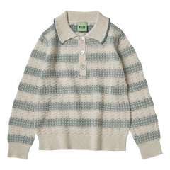 FUB - Ecru Polo Pointelle Extra Fine Knit Merino Wool