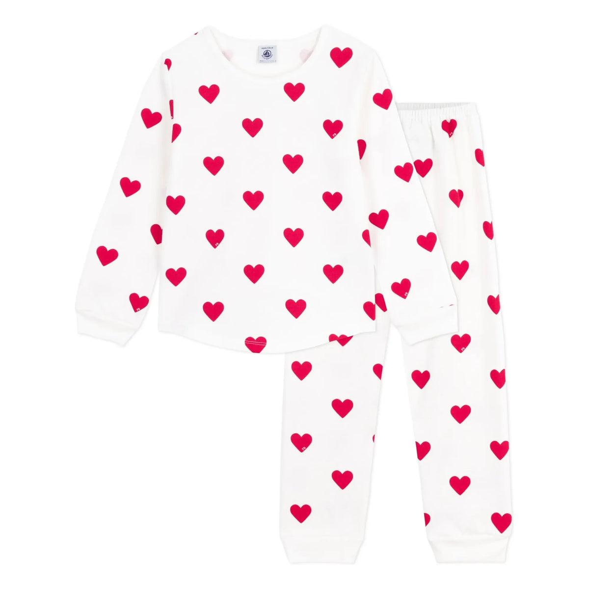 Petit Bateau - Heart-Shaped Fleece Pajamas | Ecru