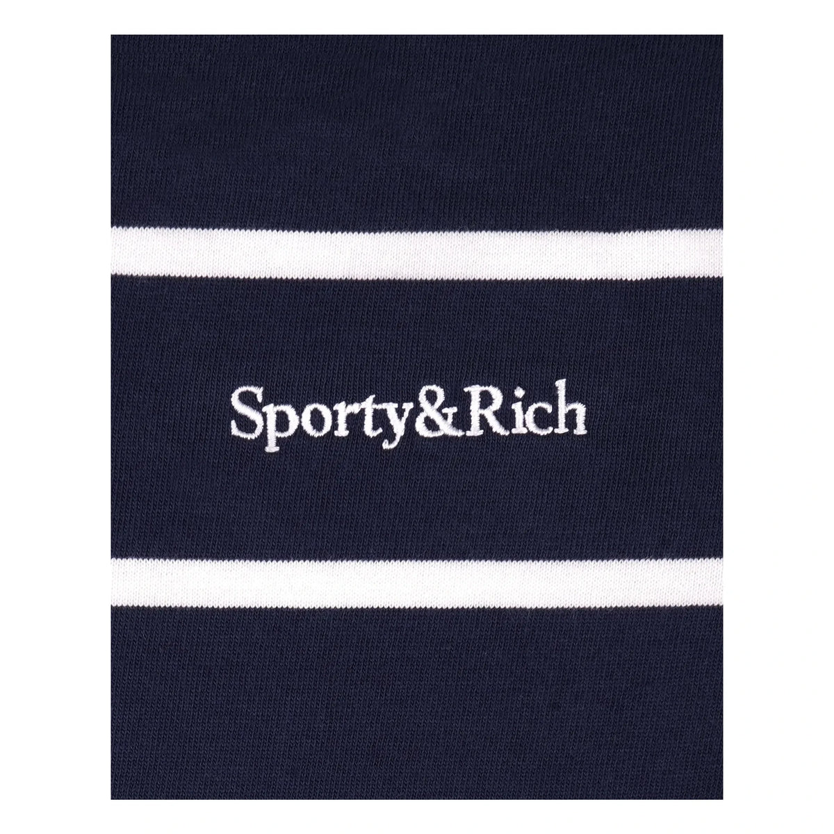 Sporty & Rich - Rugby Polo Serif Logo Striped | Navy Blue