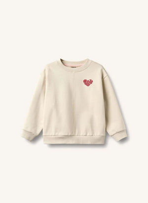 Wheat - Emerson Heart Organic Cotton Sweatshirt | Ivory