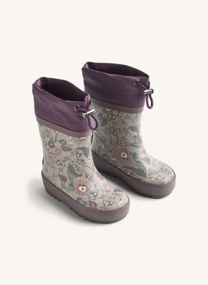 Wheat - Thermo Flower Rain Boots | Aubergine