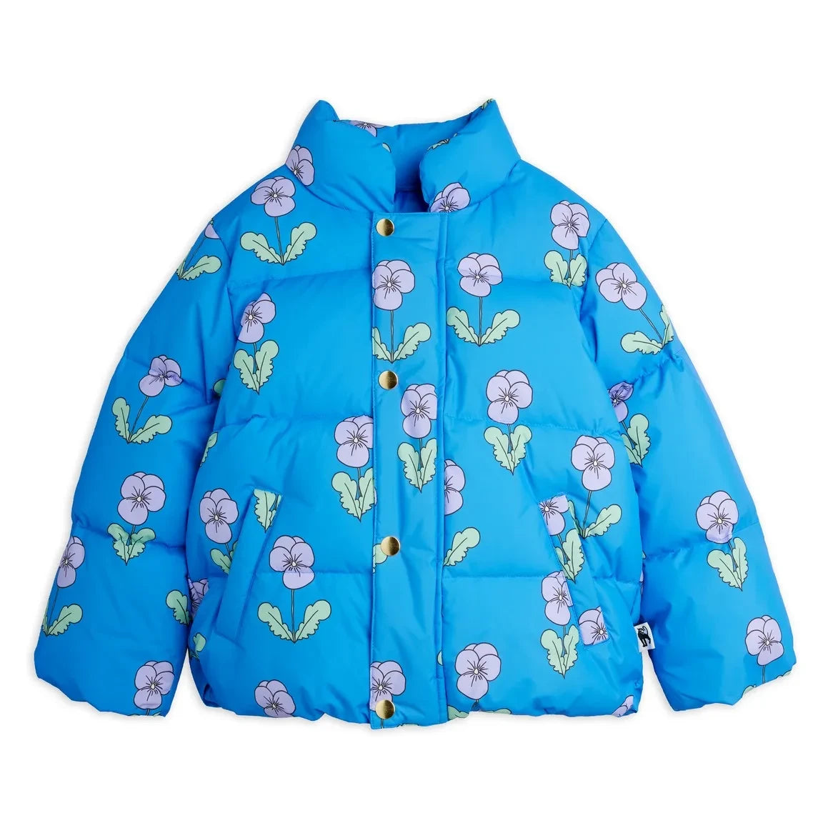 Mini Rodini - Recycled Fiber Flower Padded Jacket | Blue