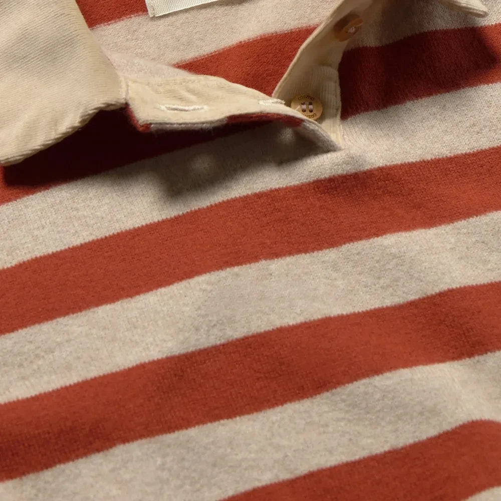 Cozmo - Striped Palau Polo Neck Sweater | Beige