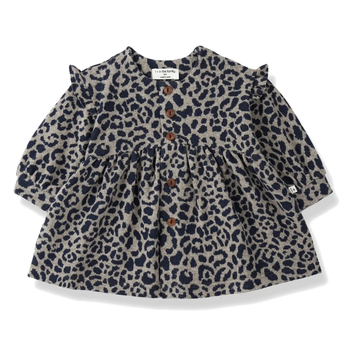 1+ in the family - Matera Leopard Fleece Dress | Dark Blue