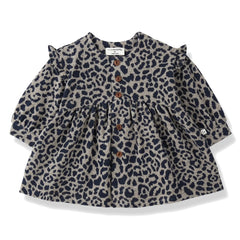 1+ in the family - Matera Leopard Fleece Dress | Dark Blue