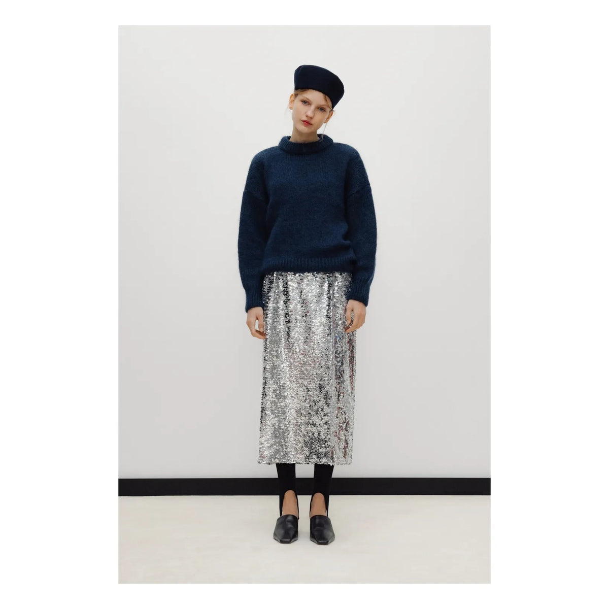 the new society - Muse Sequin Skirt | Silver