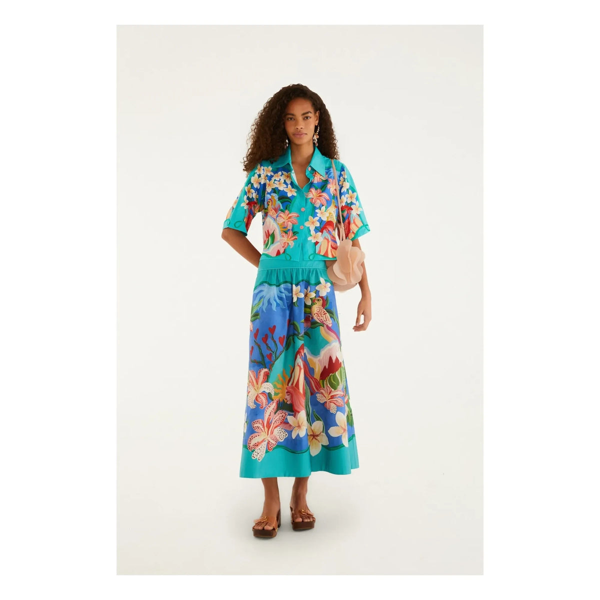 Farm Rio - Garden Of Life Linen Shirt | Blue