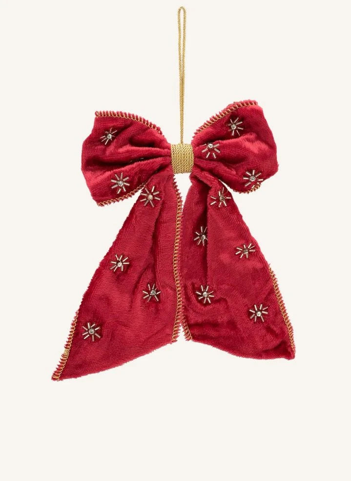 Anna + Nina - Red Luxury Beaded Decorative Christmas Bow | Red