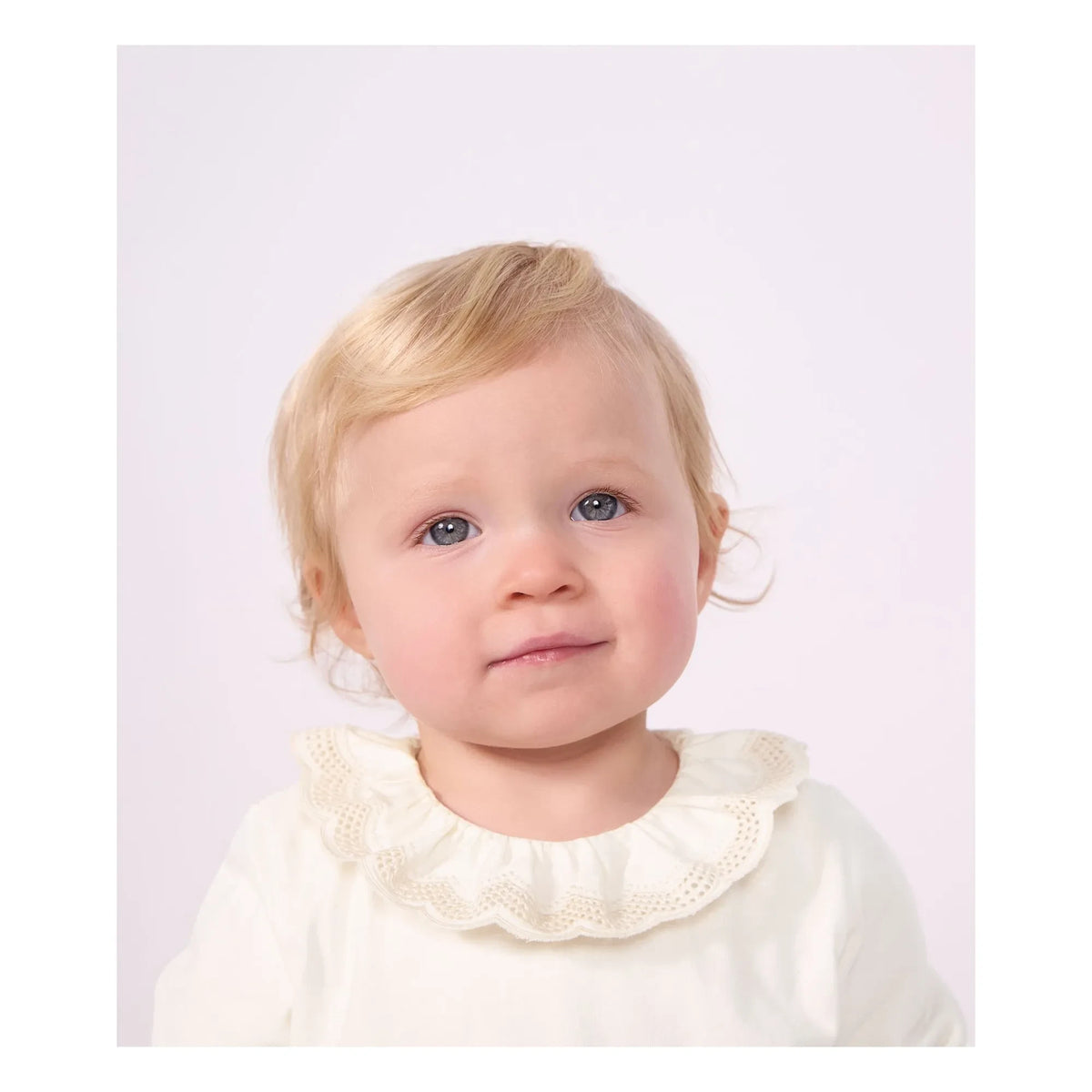 Petit Bateau - Organic Cotton Ruffled Collar T-shirt | White
