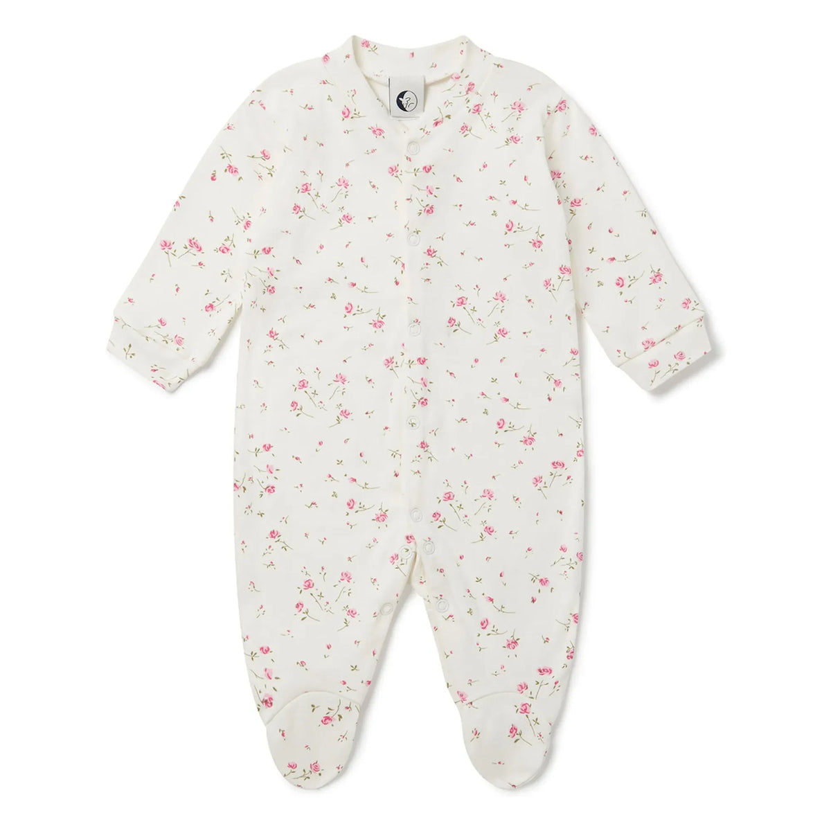 Sleepy Doe - Organic Cotton, Footed Floral Pajamas | White