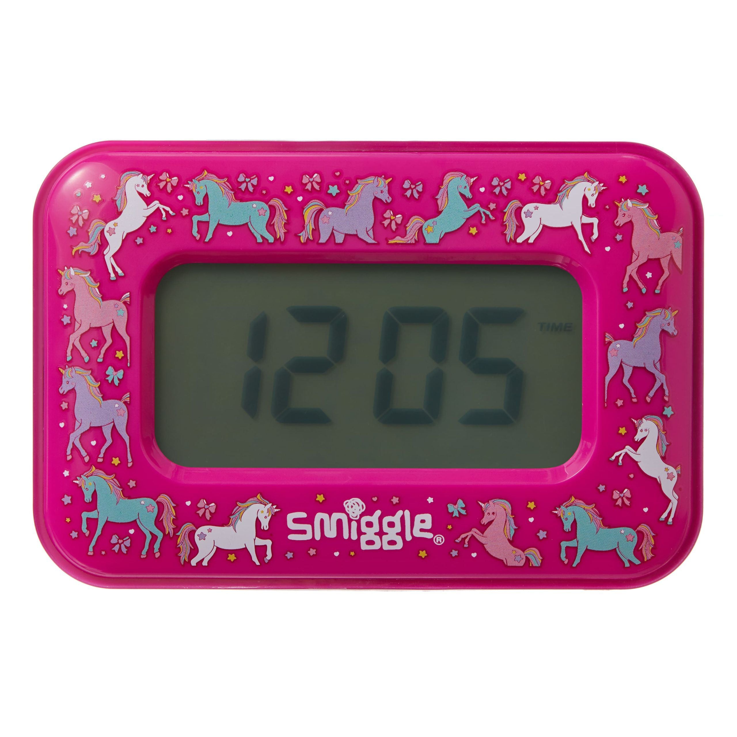 Smiggle - Unicorn Pembe Işıklı ve Alarmli Masa Saati-Dinossi