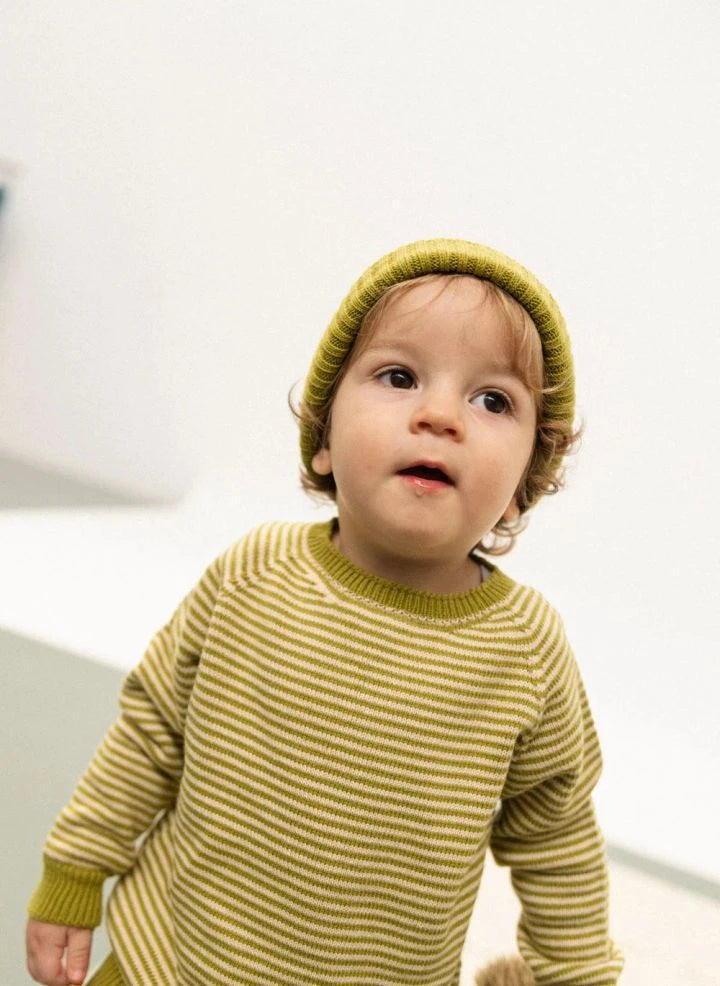 Bayiri - Lazy Bug Striped Organic Cotton Sweater | Green