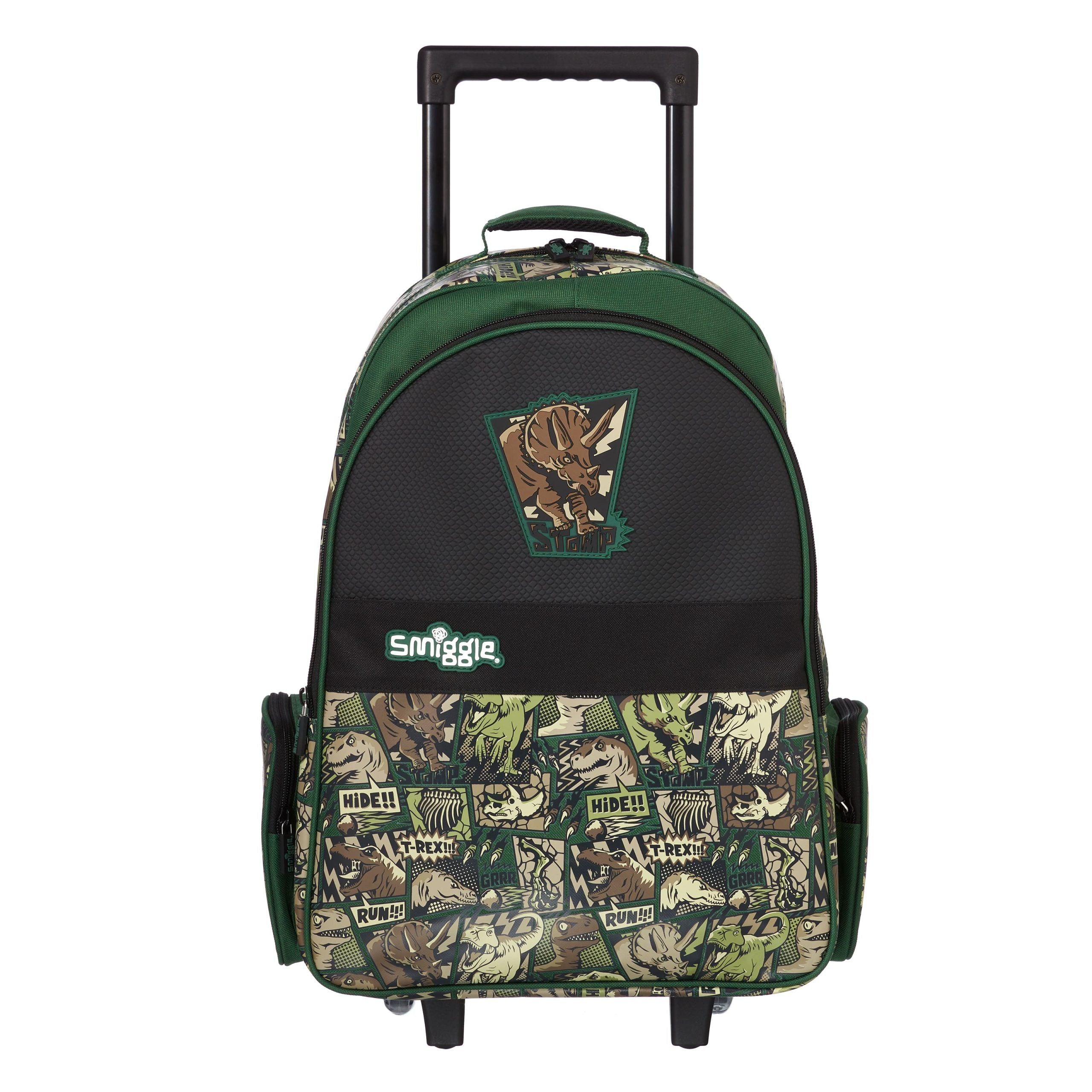 Smiggle - Işıklı Tekerlekli Beyond Trolley Sırt Çantası-Dinossi