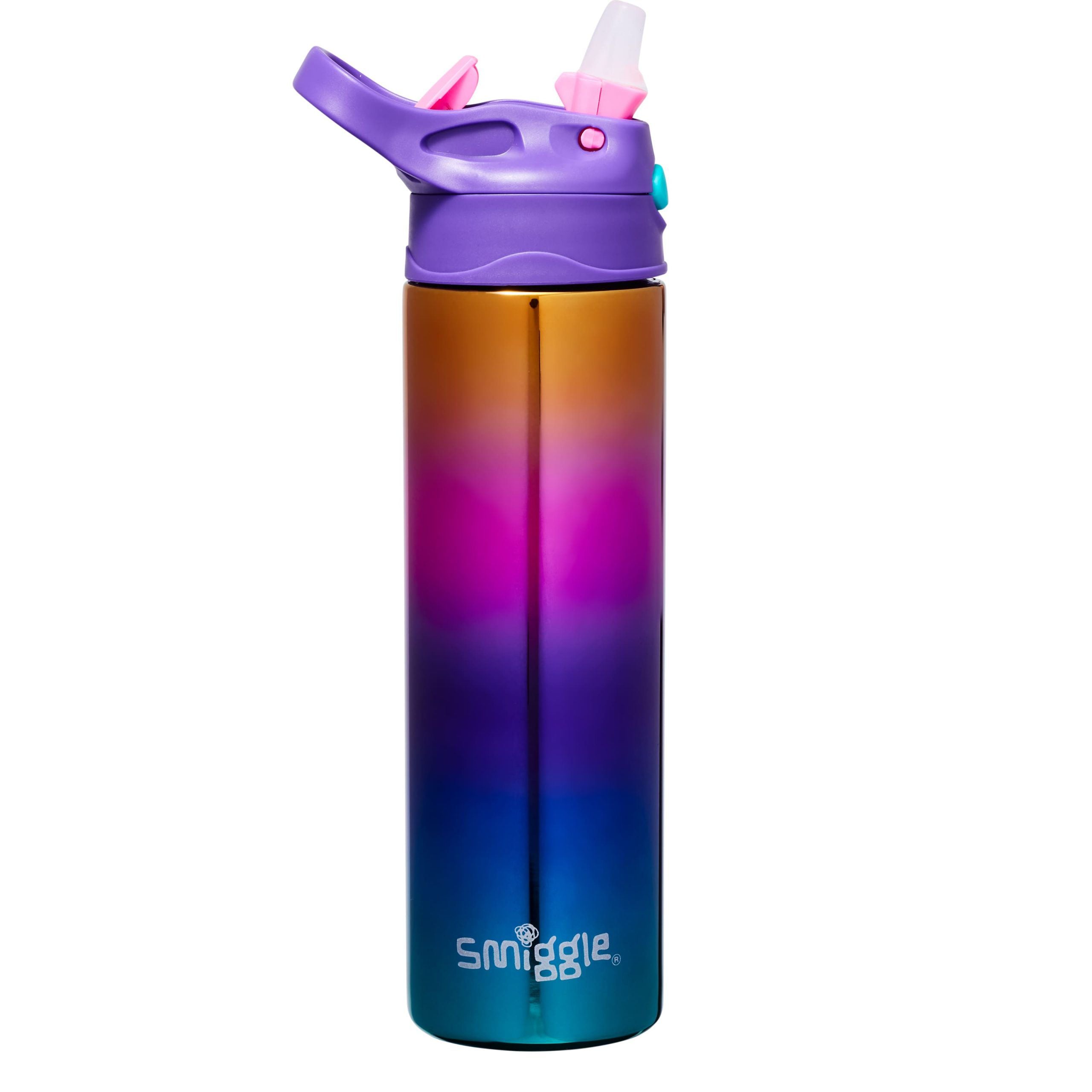 Smiggle - 520ML Paslanmaz Çelik Döner Ağızlı Matara-Dinossi