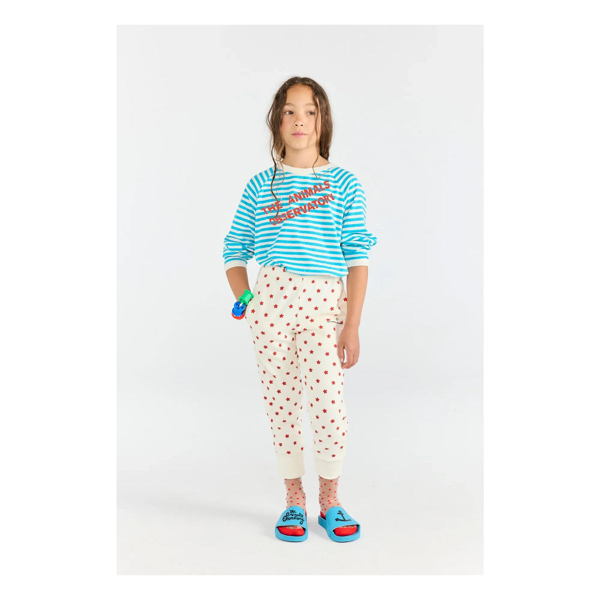 The Animals Observatory - Anteater Striped Organic Cotton T-Shirt | Blue