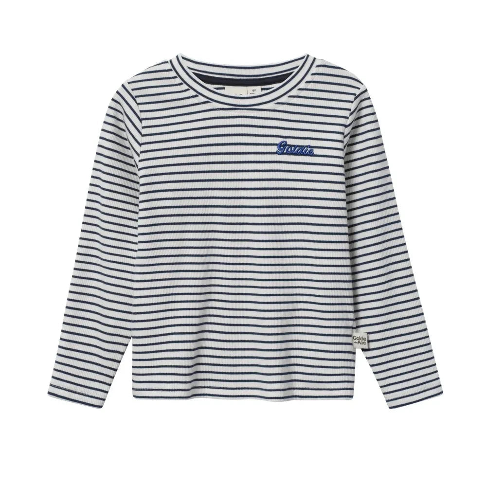 Goldie + Ace - Ribbed Striped T-Shirt | Blue