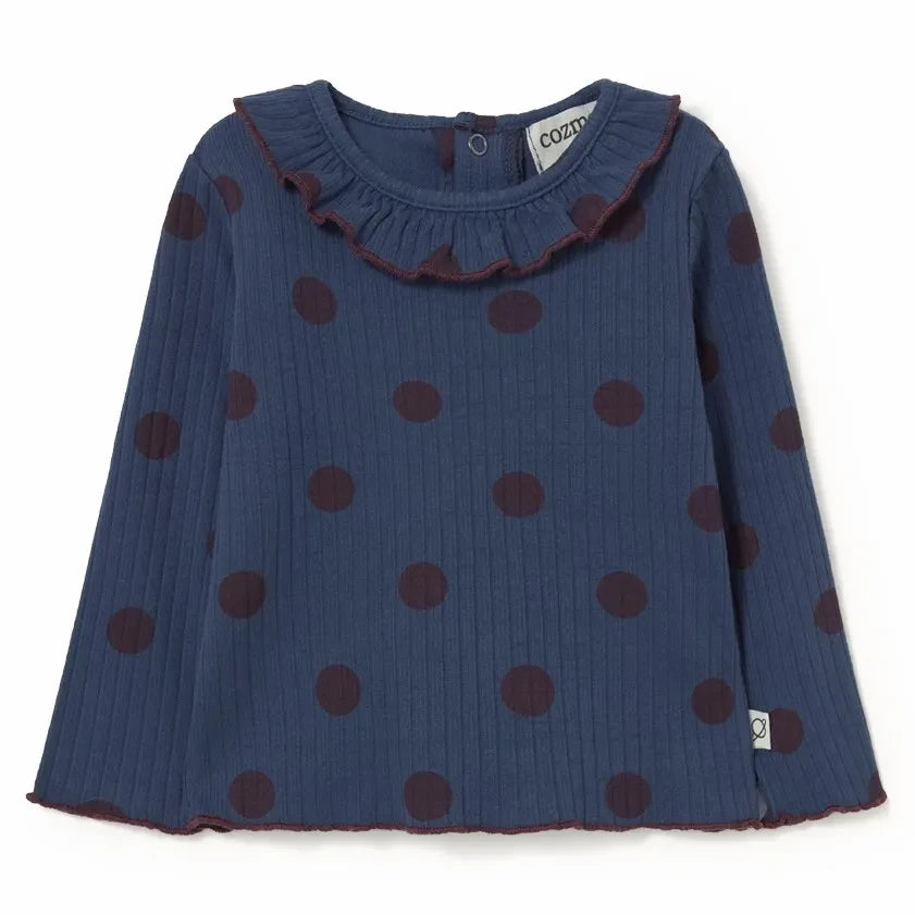 Cozmo - Ayana Pois Ruffled Collar T-Shirt | Navy