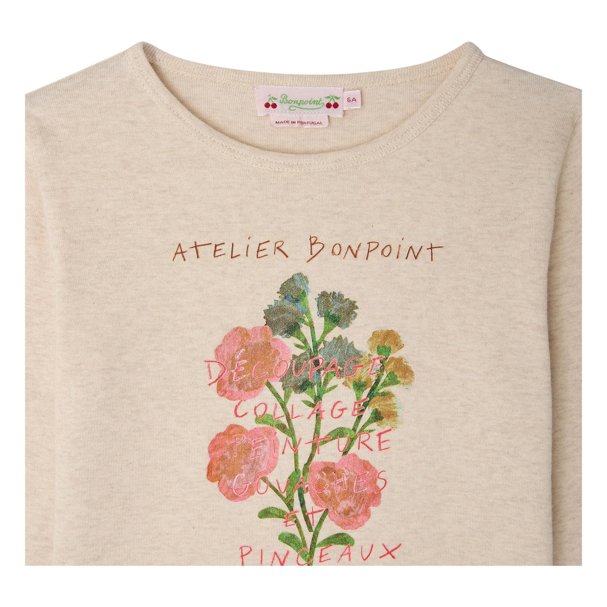 Bonpoint - Tidjiane Organic Cotton Flower Bouquet T-shirt | Grey Beige
