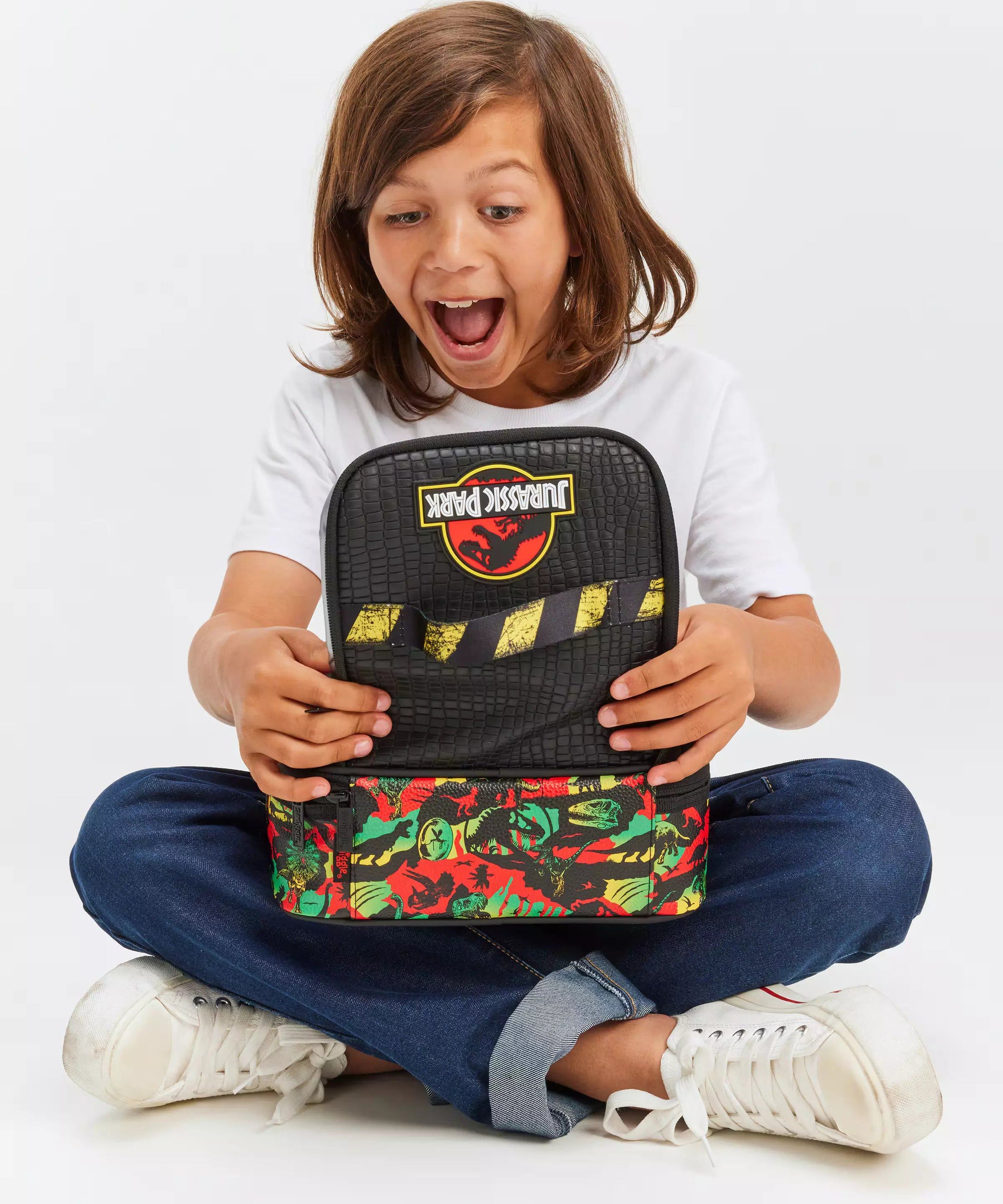 Smiggle - Jurassic Park Çift Katlı Beslenme Çantası-Dinossi