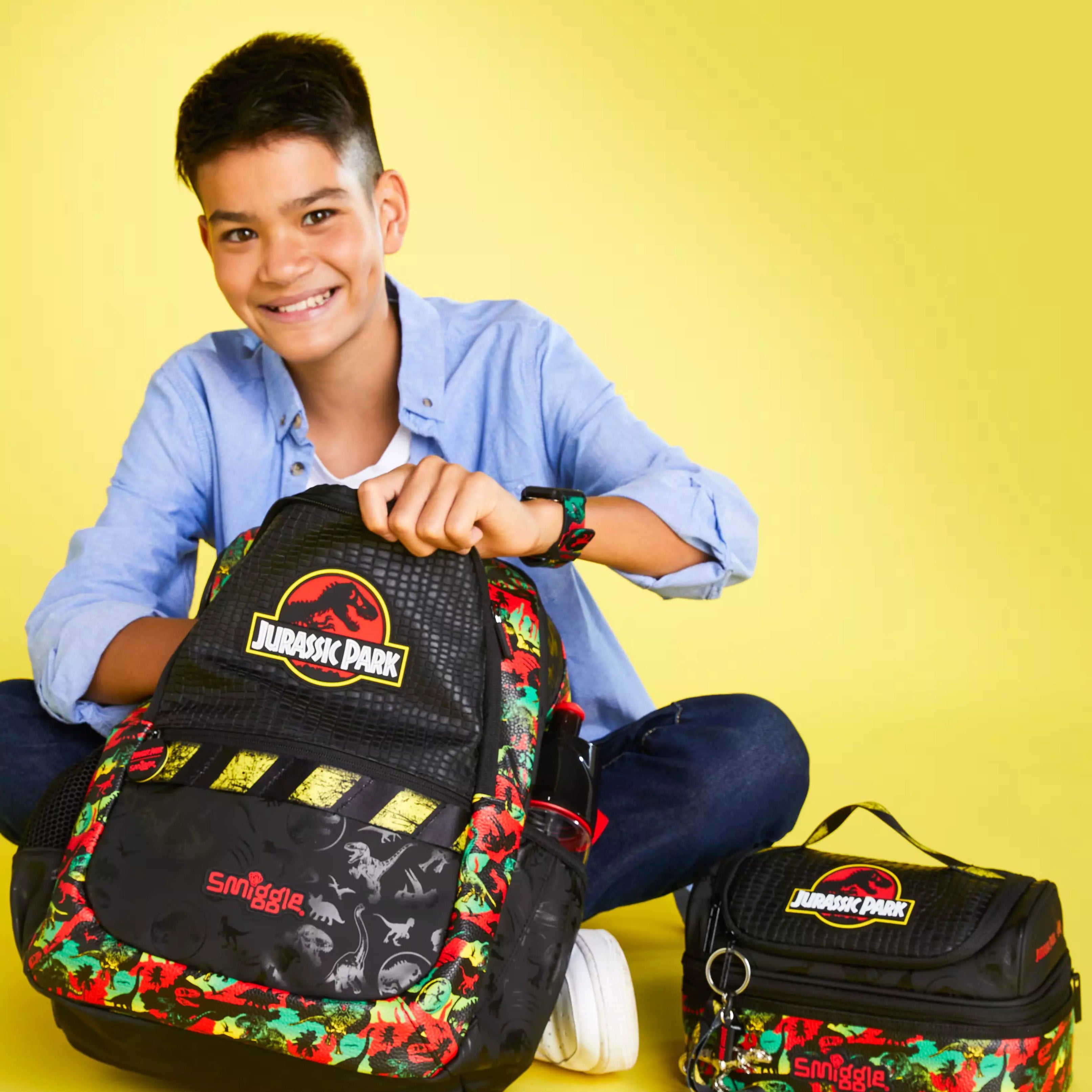 Smiggle - Jurassic Park Çift Katlı Beslenme Çantası-Dinossi