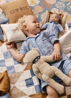 Minikane - Vintage Suitcase: "The Cowboy and the Star," Editions Aimable x Minikane | Blue Vichy Cotton