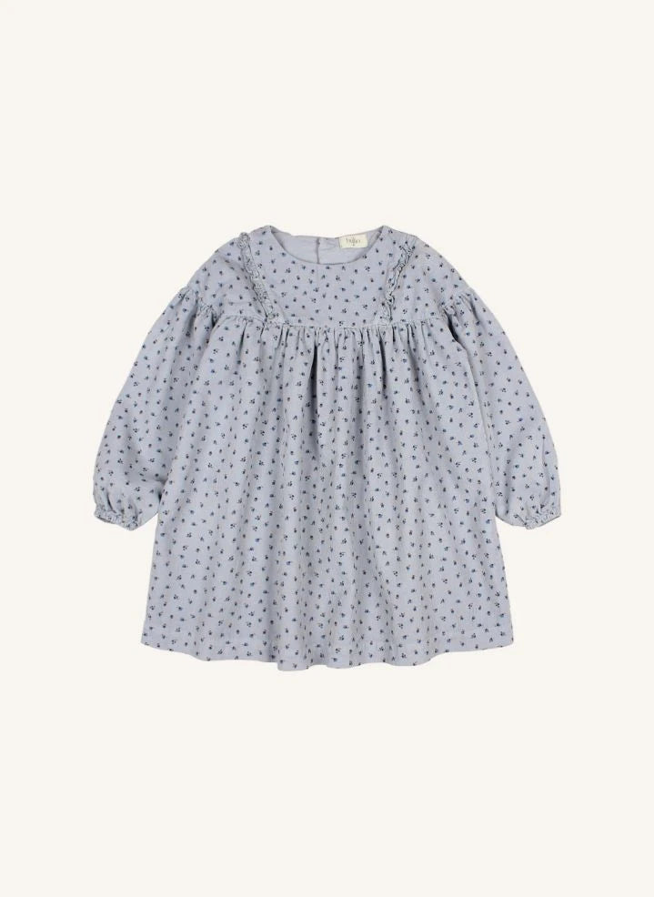Búho - Soft Velvet Organic Cotton Dress | Grey blue