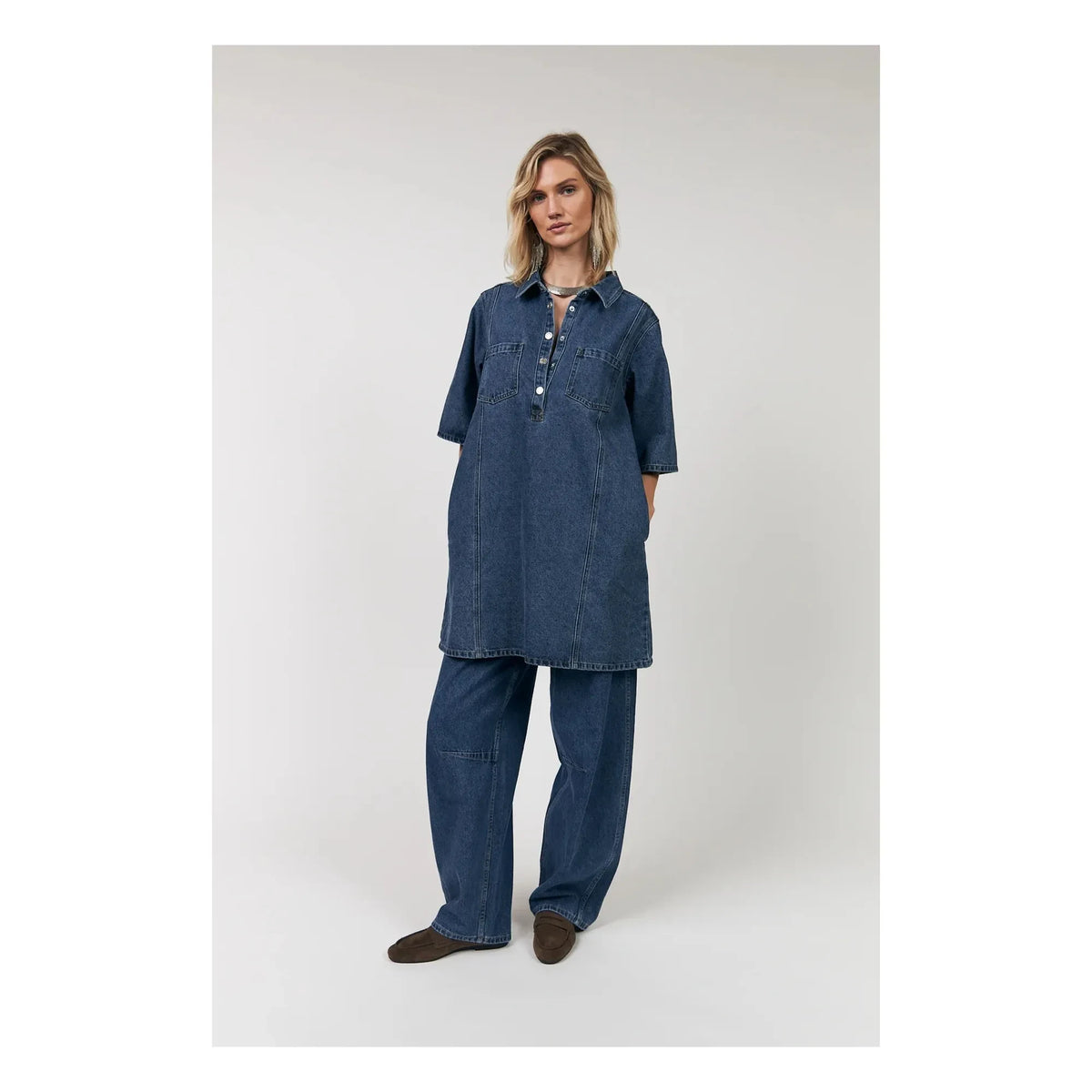 Lollys Laundry - Mola Cotton Dress | Denim Blue