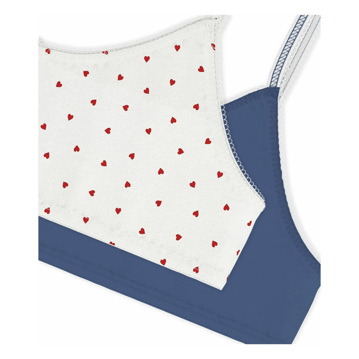Petit Bateau - 2-Pack Organic Cotton Heart Bra Set | White