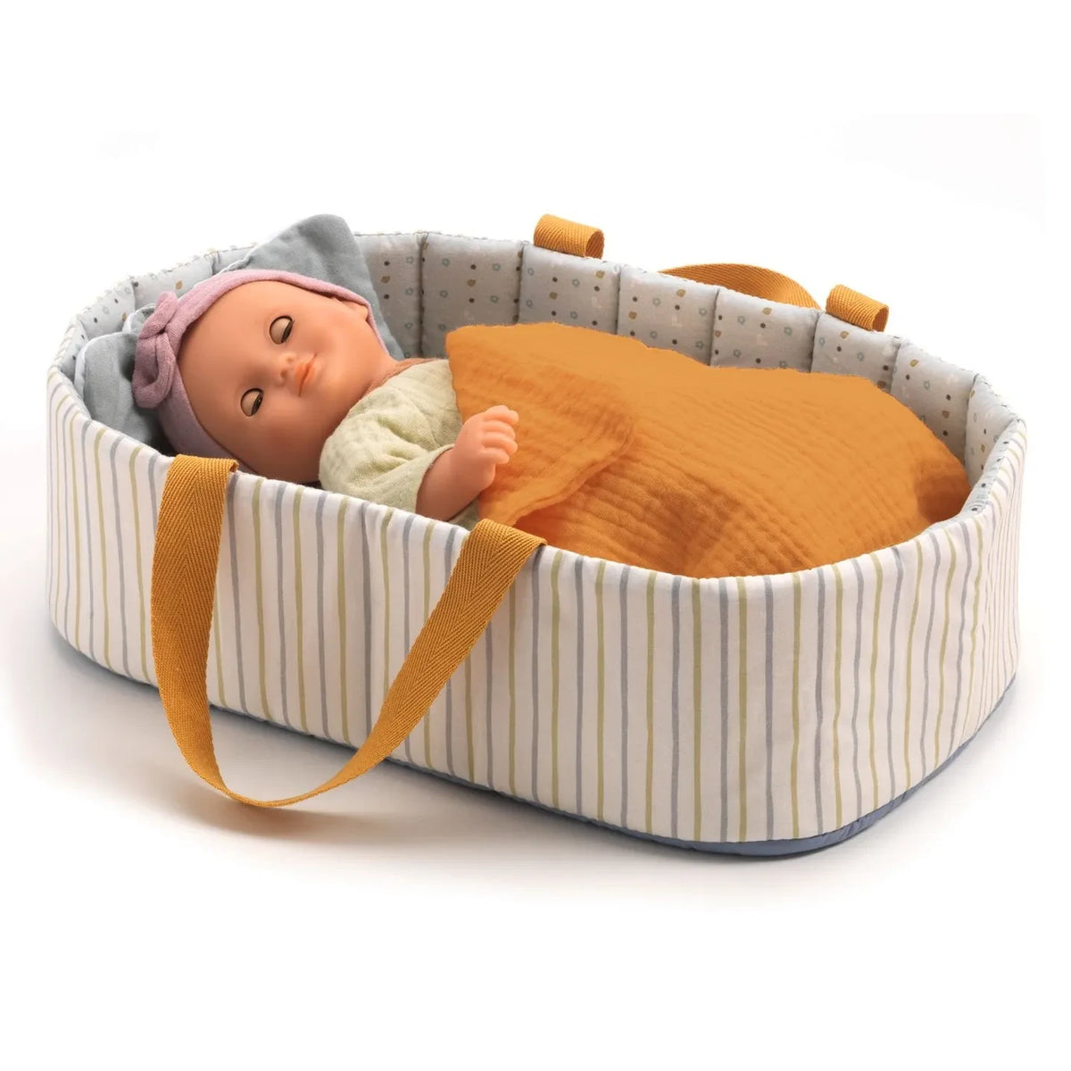 Djeco - POMEA - Blue Striped Doll Basket