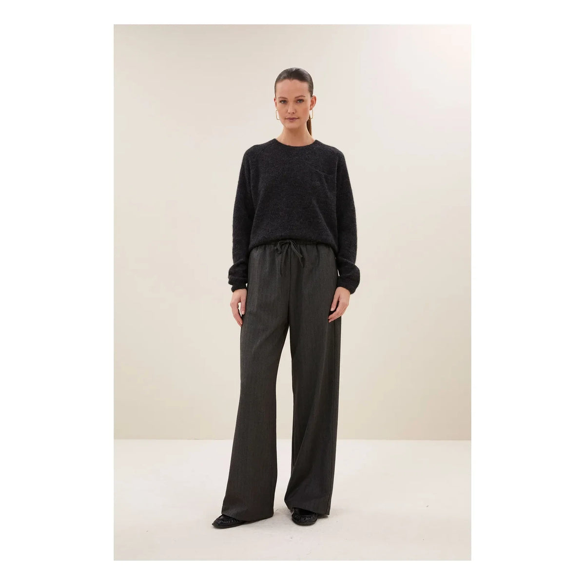 By Bar - Herringbone Pants | Charcoal Gray
