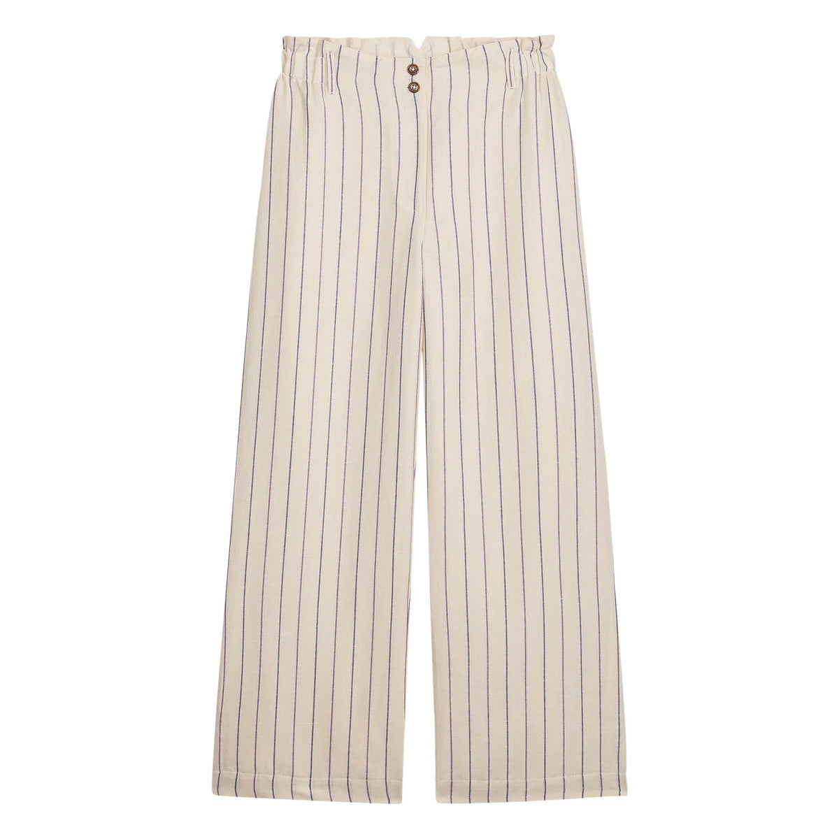 Louise Misha - Abuela Striped Linen and Cotton Pants | Cream
