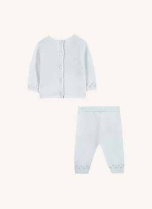 Tartine et Chocolat - Teddy Bear Sweater and Wool Pants Set | Light Blue