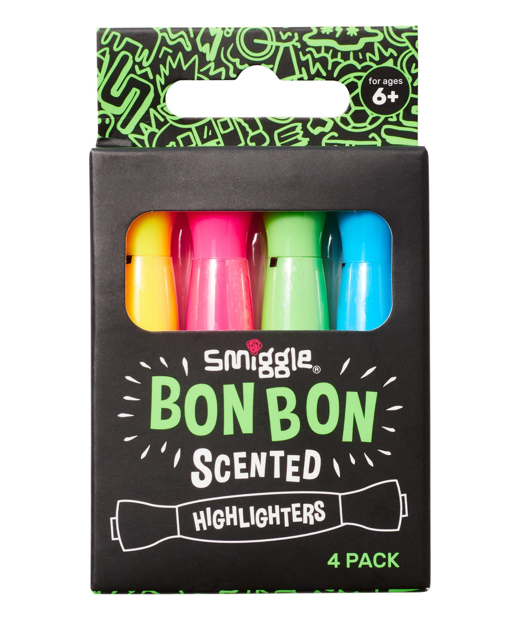 Smiggle – Bon Bon Şeker Kokulu Fosforlu Kalem Paketi X4-Dinossi