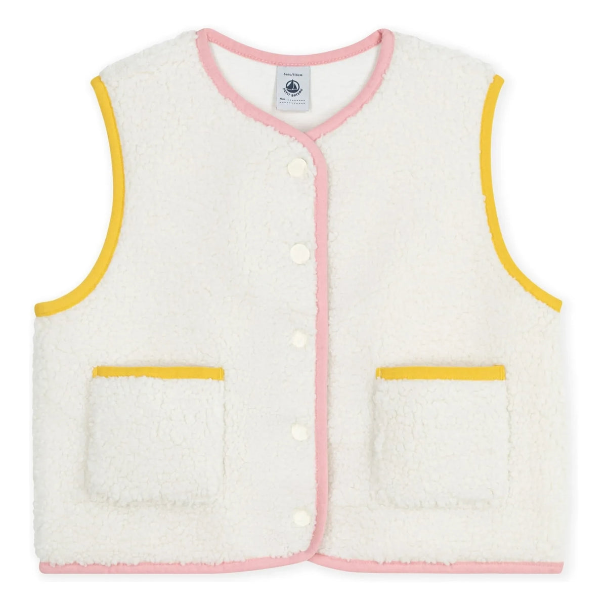 Petit Bateau - Sleeveless Sherpa Jacket | Ecru