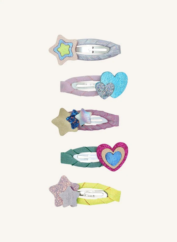 Mimi & Lula - 5-piece Heart and Star Hair Clip Set | Pink