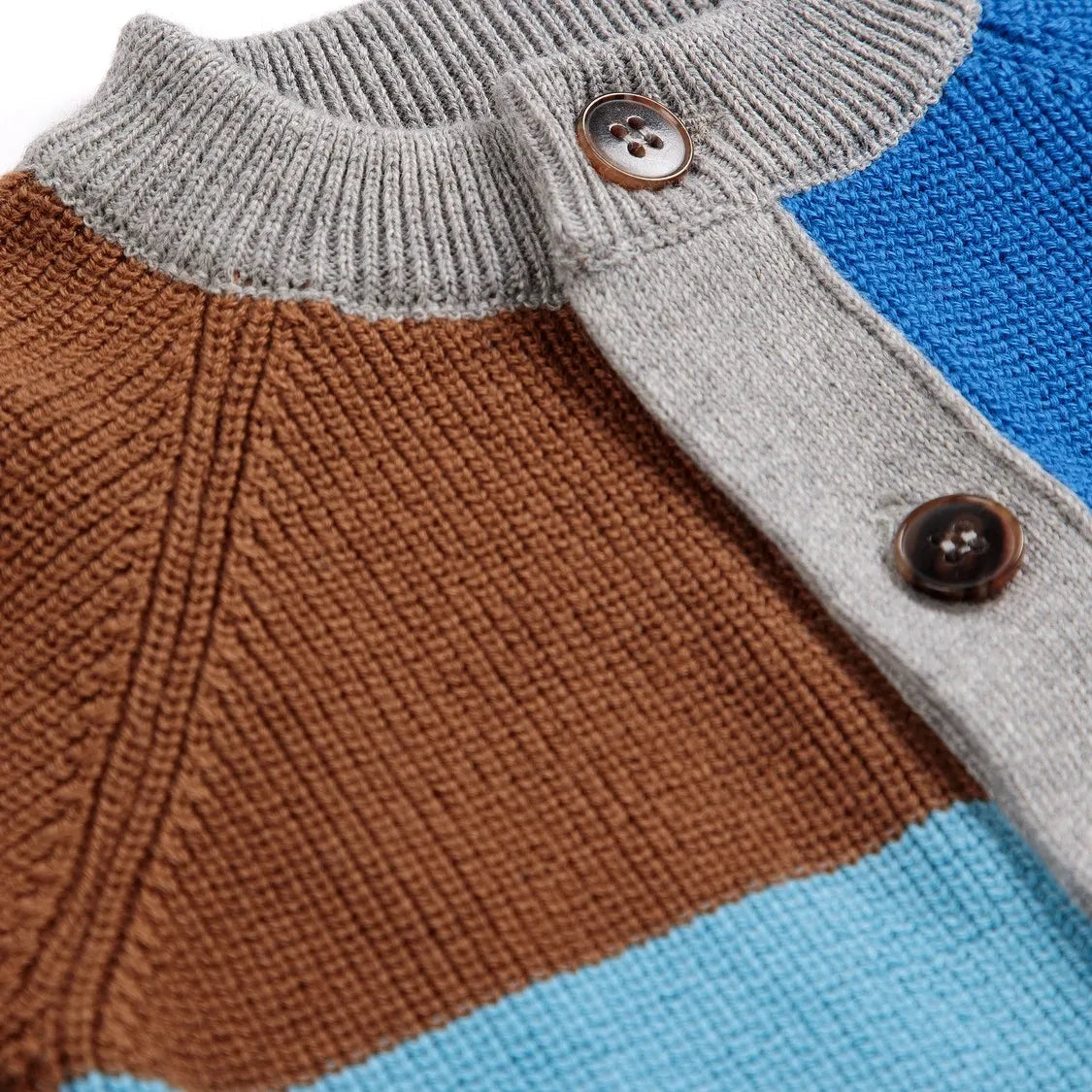 Bobo Choses - Color Block Organic Cotton Cardigan | Heather grey
