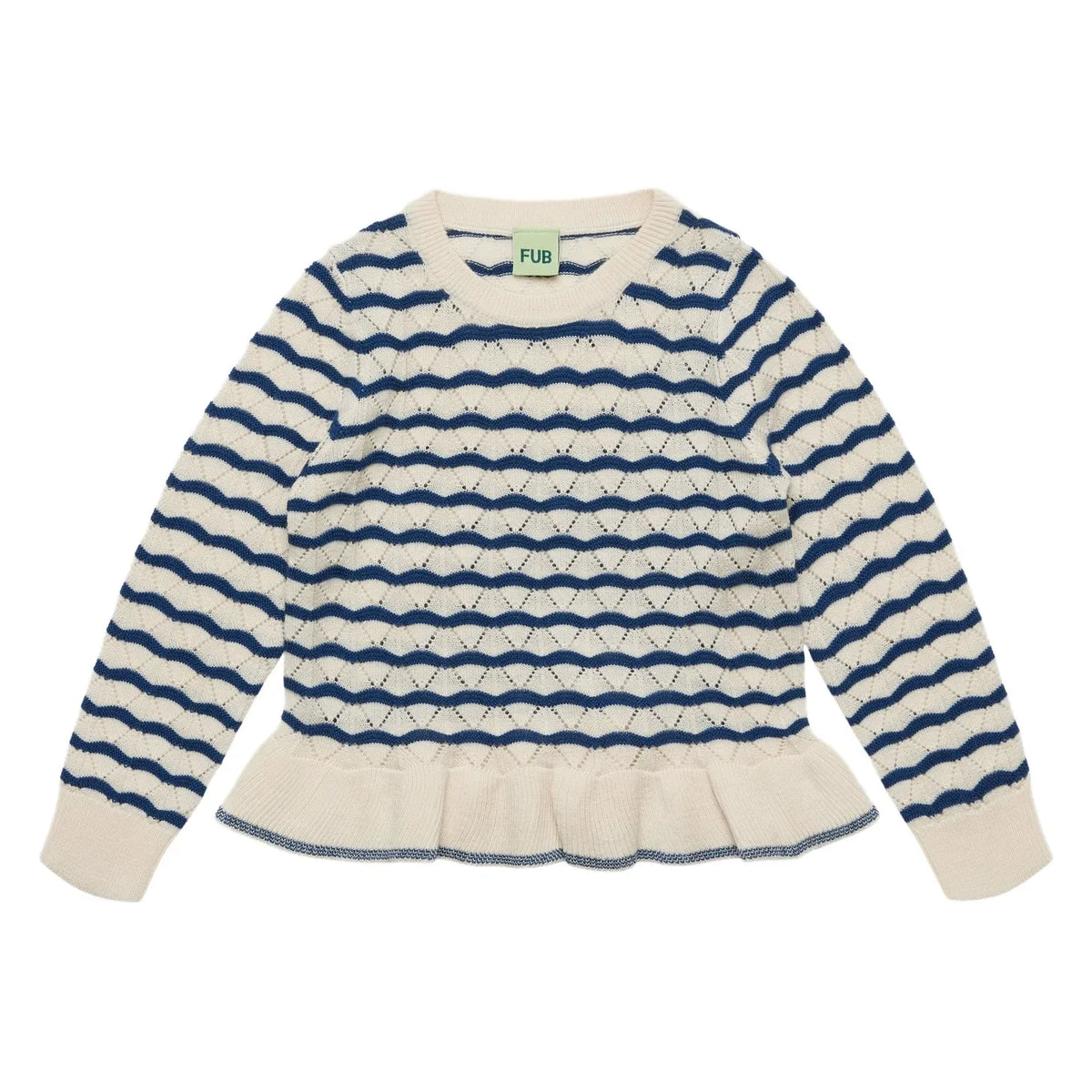 FUB - Merino Wool "Waves" Pointelle T-Shirt | Ecru