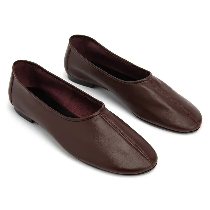 BY FAR - Prudence Leather Ballet Flats | Brown