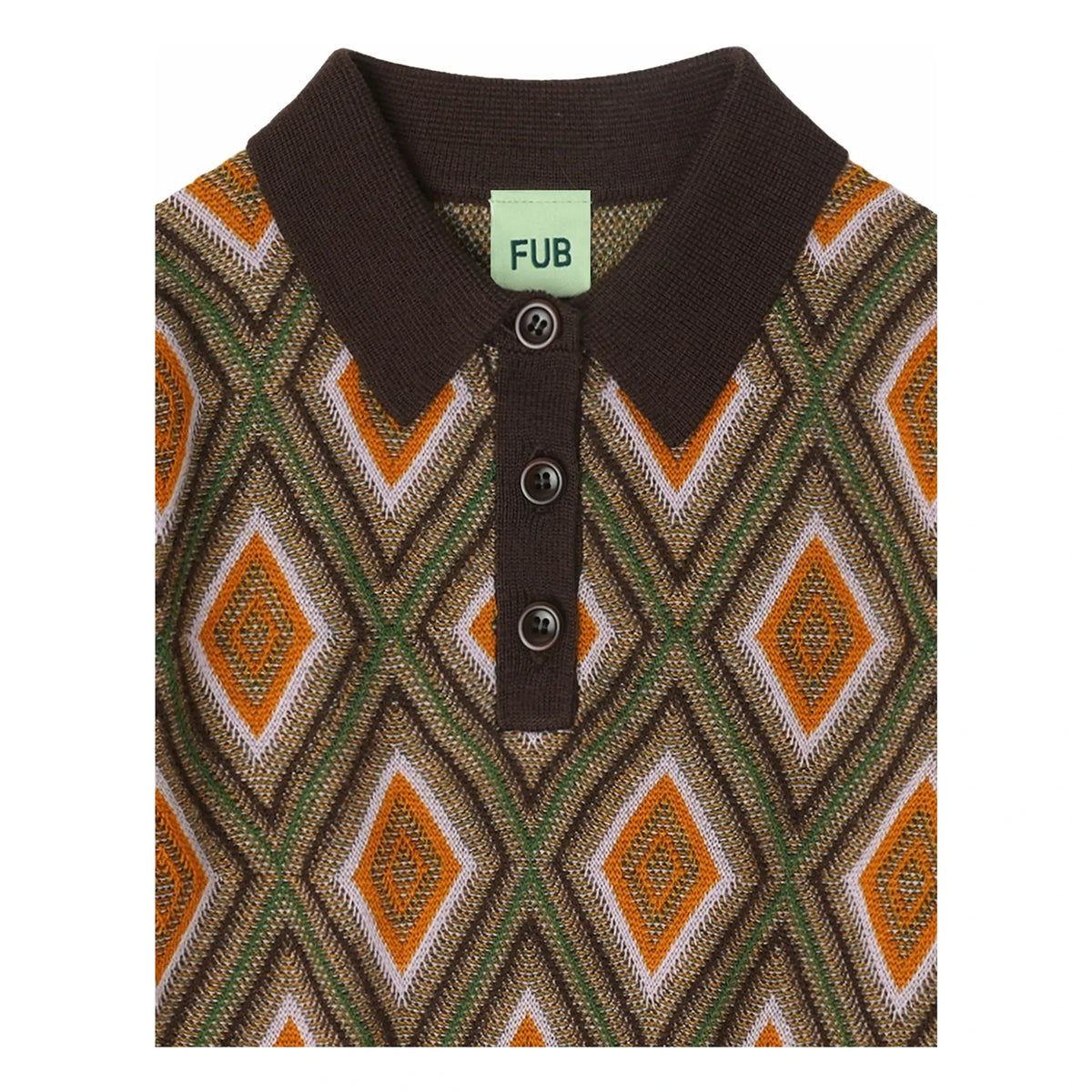FUB - Harlequin Merino wool polo shirt | Brown