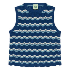 FUB - Wool Merino Ajour Wave Pattern Top | Blue